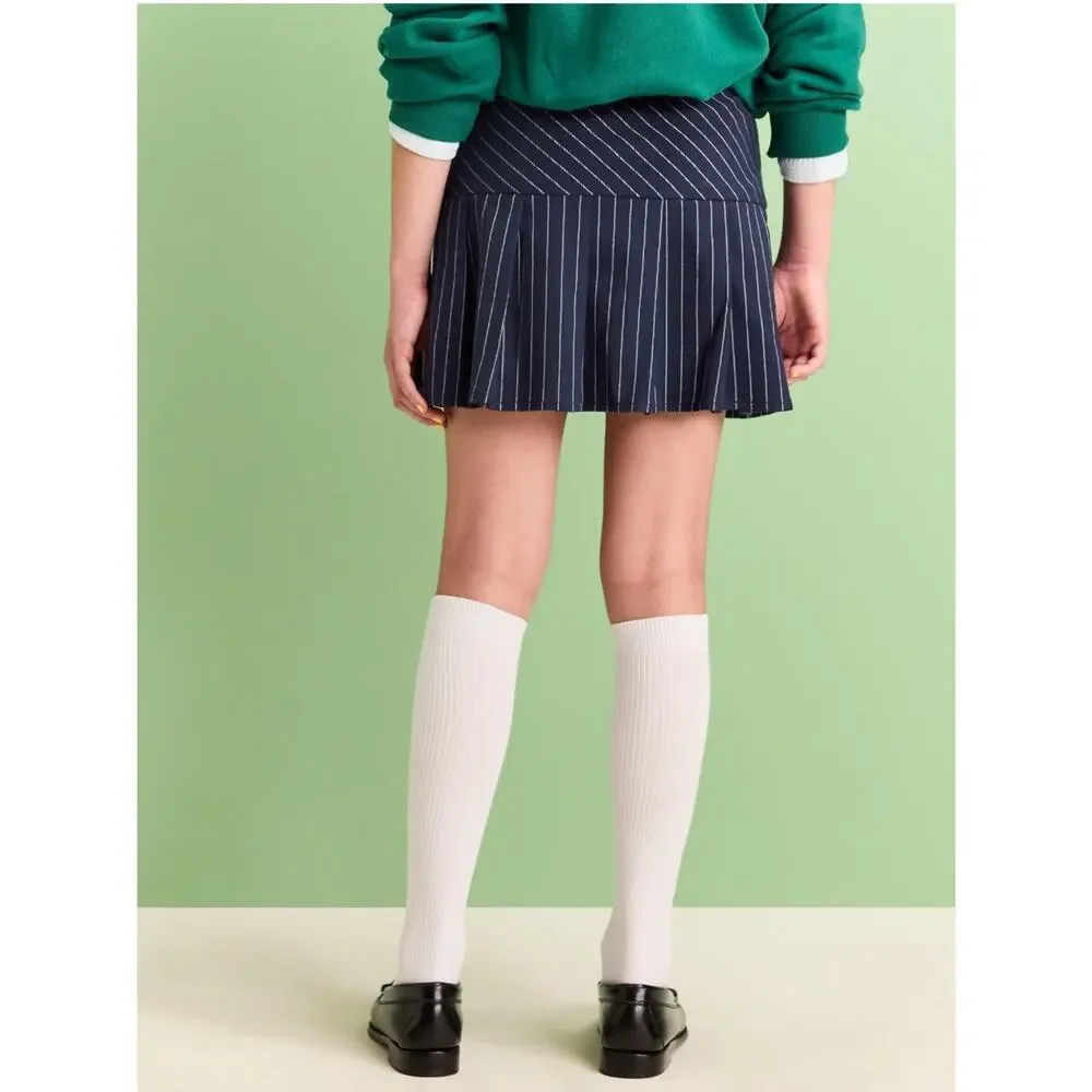 Old Navy Navy Stripe Pleated Twill Skirt